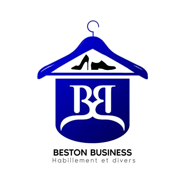 Logo Beston Business avec cintre bleu, chaussures noires et monogramme BB