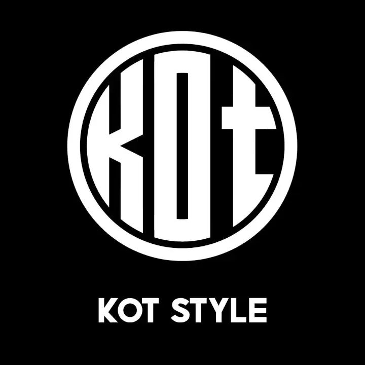 Logo KOT Style monogramme circulaire blanc sur fond noir